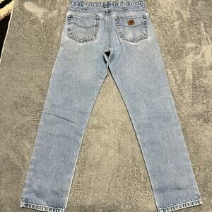 Carhartt Jeans Mens 33x31.5 Workwear Distressed Fadded Blue Denim